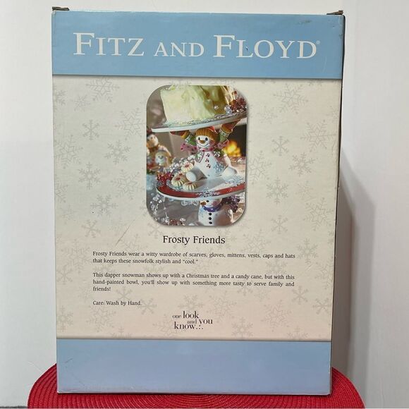 Fitz and Floyd Frosty Friends Snowman Large Bowl NWT - Picture 2 of 13